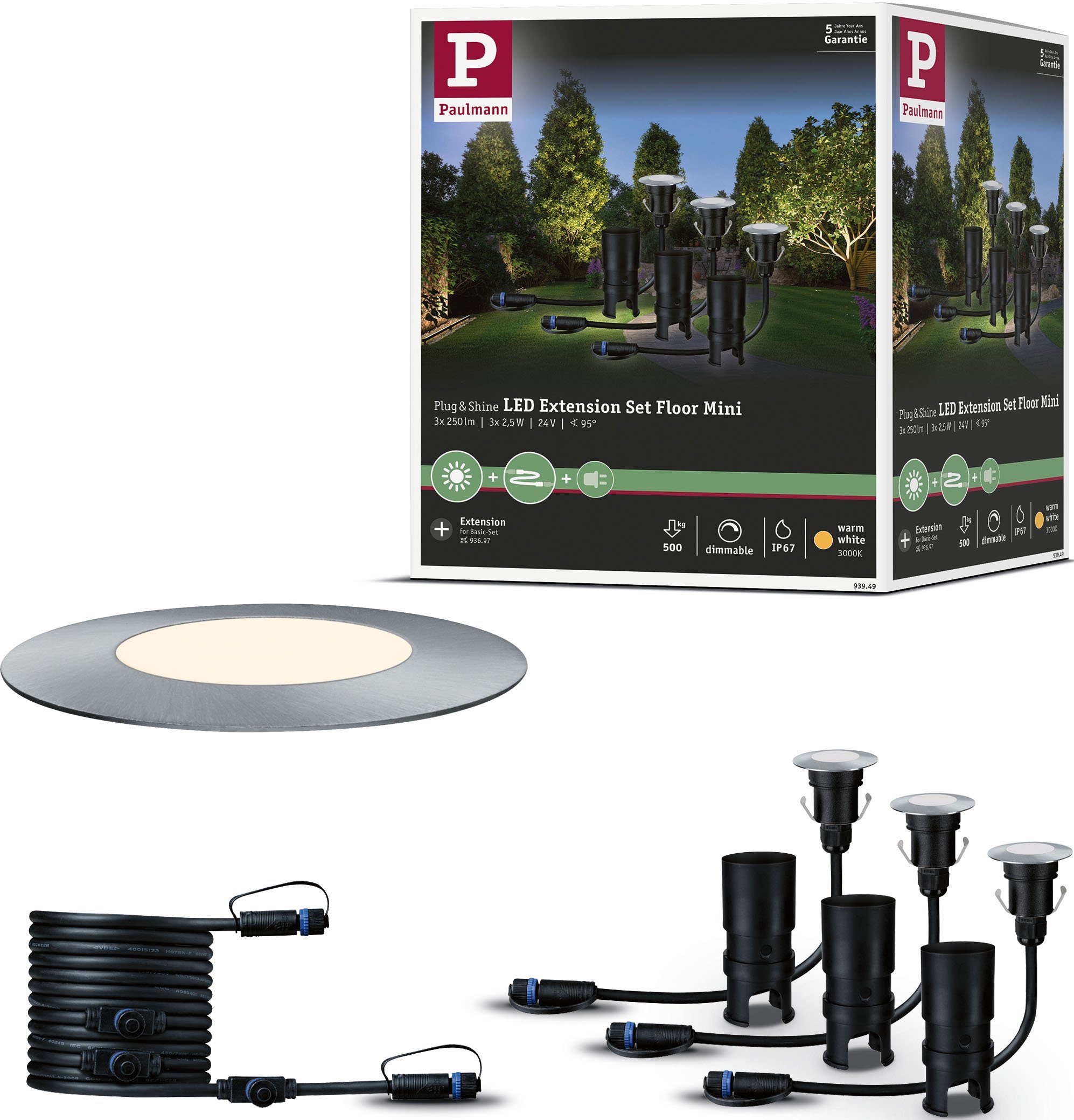 Paulmann LED Einbauleuchte Plug & Shine, Plug & Shine, LED fest integriert, Warmweiß, LED-Modul, Deckenleuchte Stoff, Textil, Ø32cm, Wohnzimmerlampe | Alle Lampen