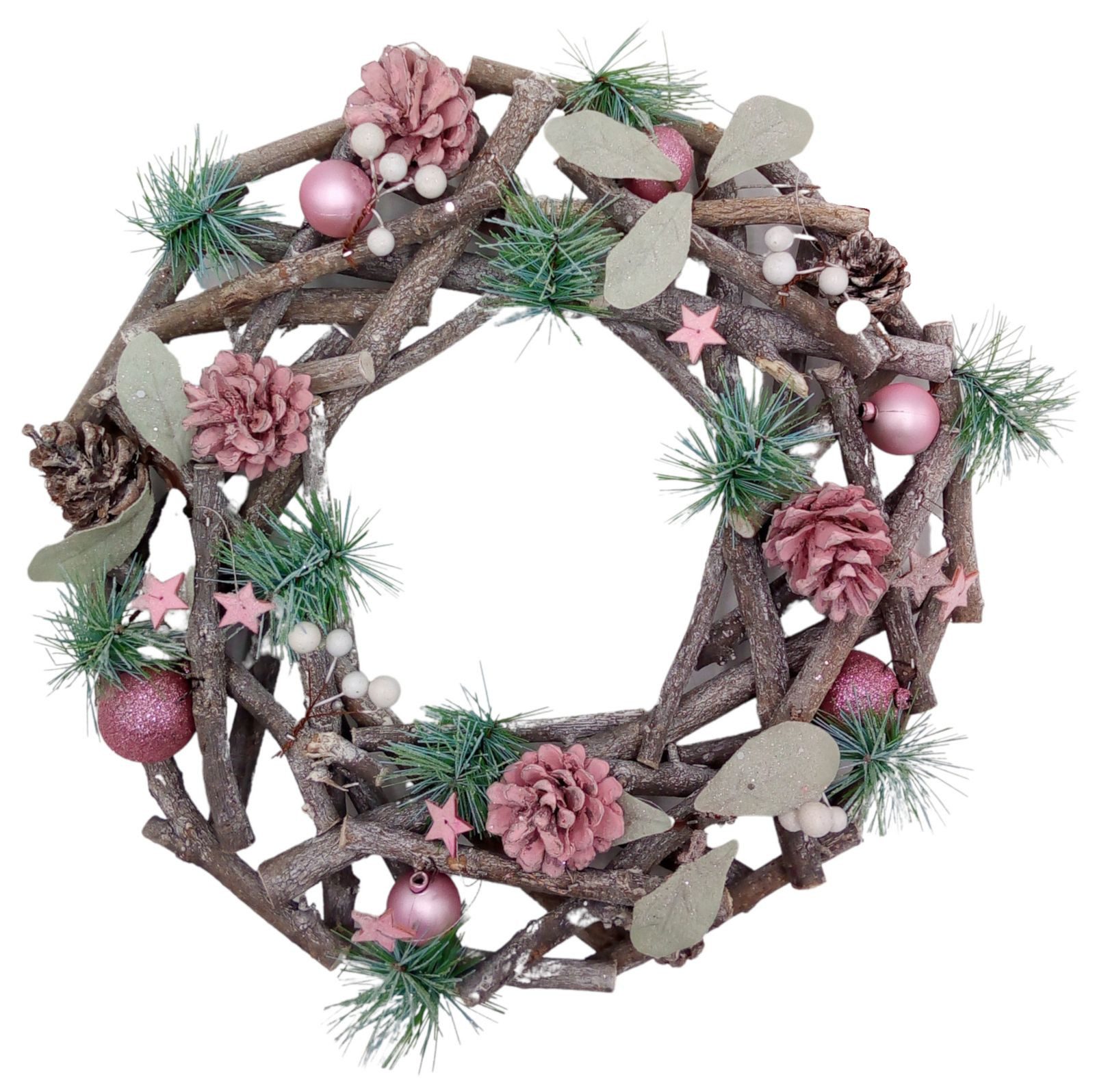 BURI Adventskranz Weihnachts-Dekokranz 34cm dekoriert Dekokranz Weihnachtsdeko Wanddeko