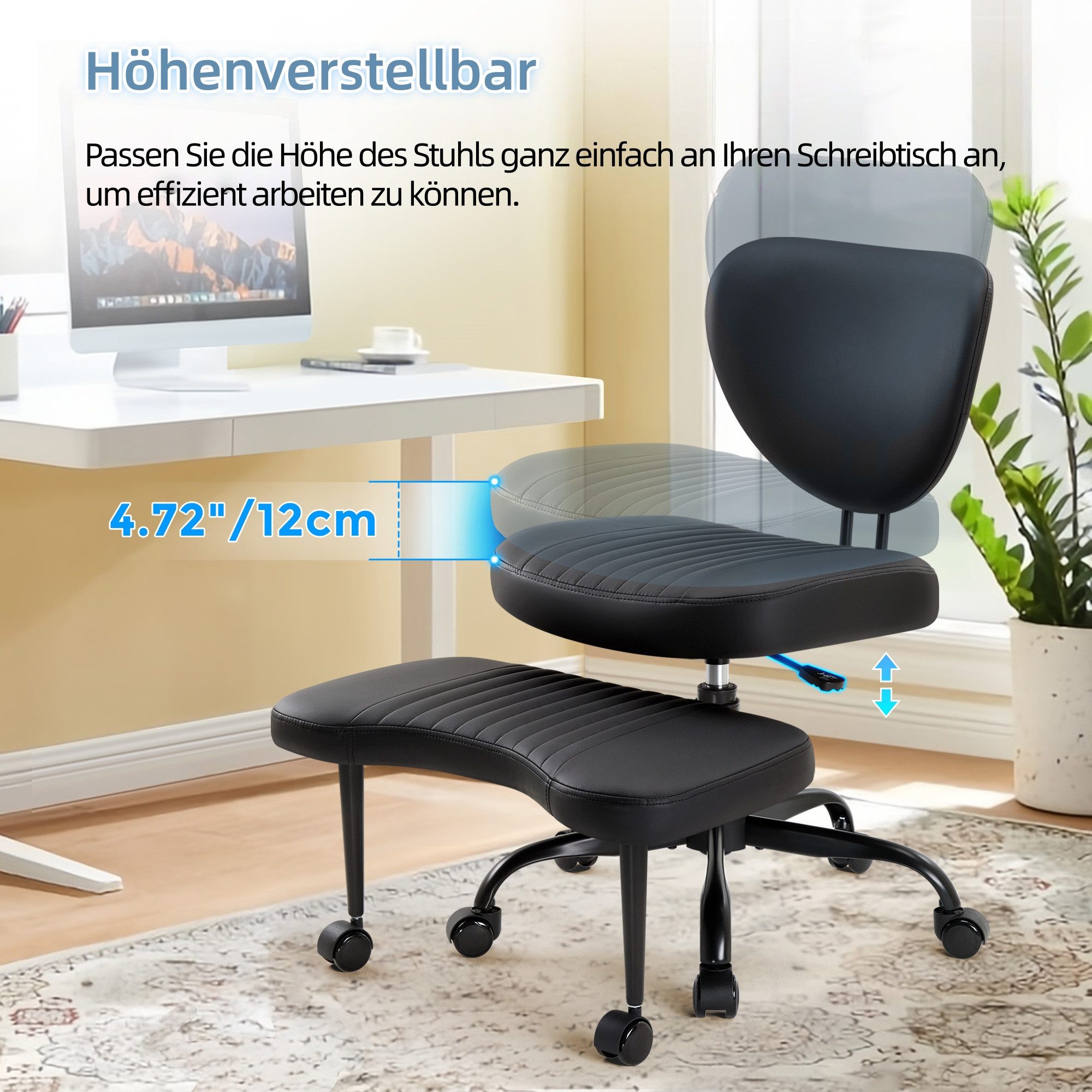 IWMH Bürostuhl mit Fußstütze, ADHS Schreibtischstuhl mit Rollon, Höhenverstellbar Drehstuhl mit Rückenlehne, Ergonomisch Gaming Stuhl – Bild 4 von 5