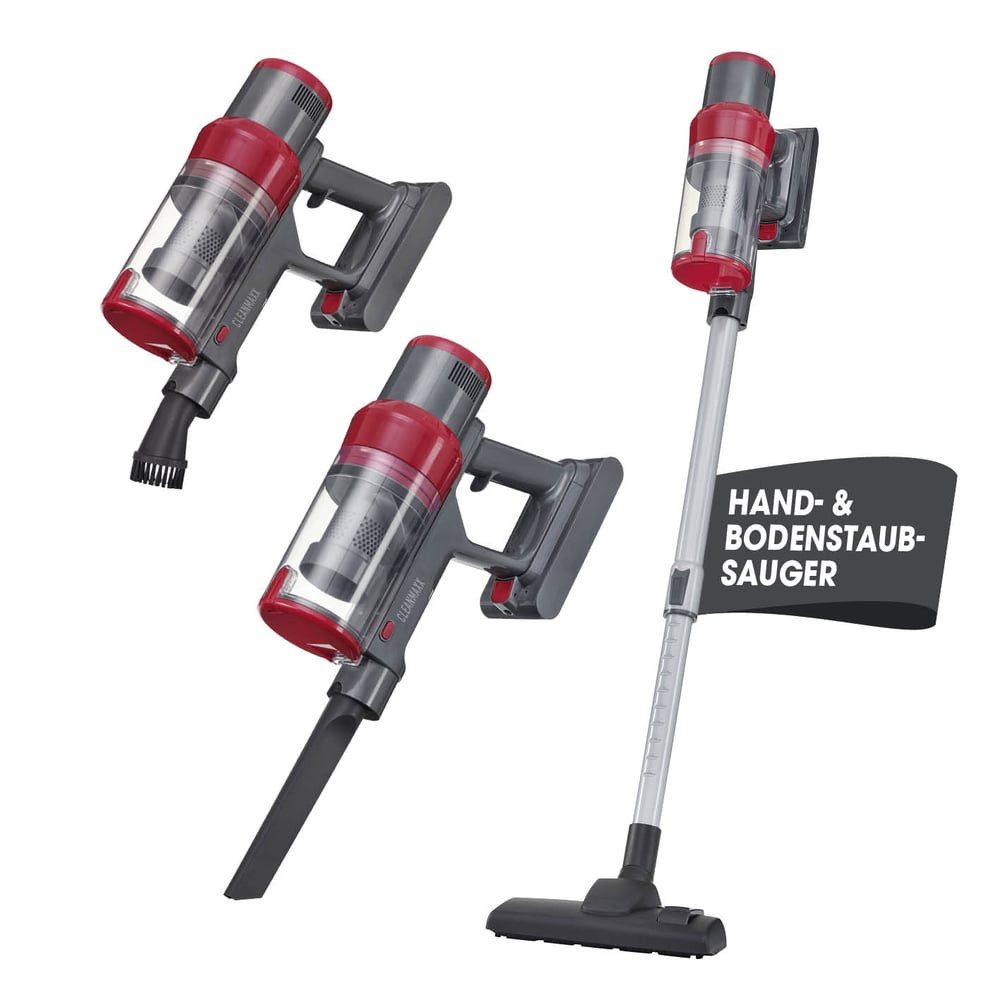 CLEANmaxx Akku-Hand-und Stielstaubsauger Akku-Zyklonsauger, 2 in 1 Handstaubsauger & Bodenstaubsauger, 150 W, beutellos, 22,2-V-Li-Ion-Handstaubsauger Akku, Handsauger mit 12 kPa Saugkraft