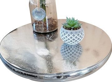 MichaelNoll Beistelltisch Couchtisch Modern, Wohnzimmertisch Sofatisch Beistelltisch Tisch aus Metall, Aluminium Rund Silber 66 cm