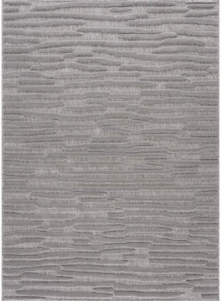 Teppich In-& Outdoorteppich Santorini für grau Höhe: Wetterfest UV-beständig rechteckig, Carpet Balkon, 5 3D-Effekt, Terrasse, Flur 58394, Streifen, City, Küche, mm, &