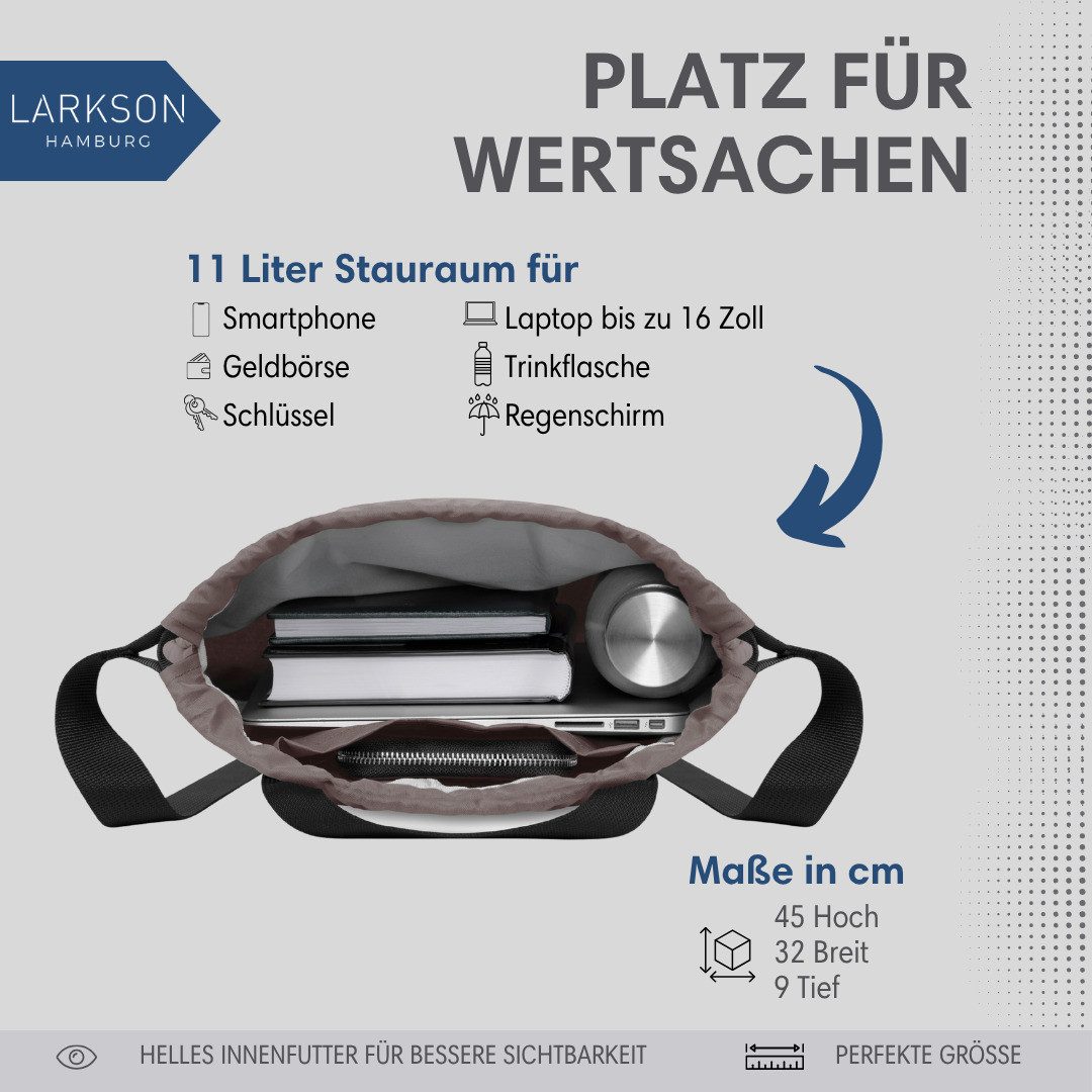 LARKSON Turnbeutel No 7 Turnbeutel Damen Herren (1-tlg), Sporttasche, Anti Diebstahl Seitentasche, Wasserabweisend – Bild 5 von 5