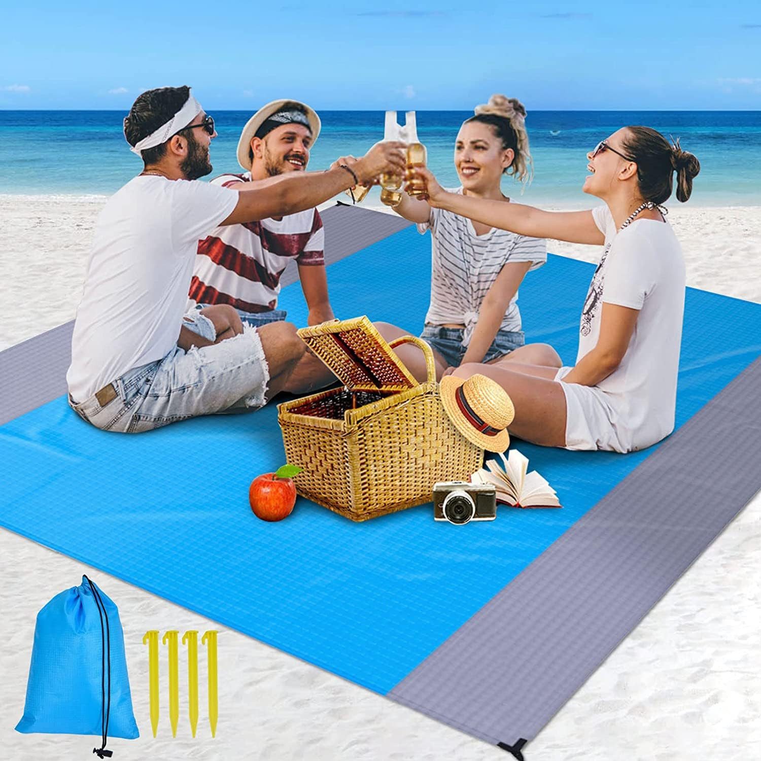Picknickdecke Stranddecke Sandfrei Picknickdecke 230x200cm Wasserdicht Strandmatte, FELIXLEO