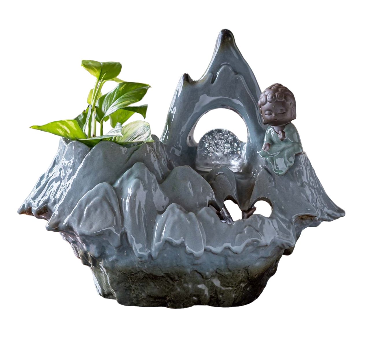 IDYL Zimmerbrunnen IDYL Zimmerbrunnen aus Keramik mit Buddha-Figur