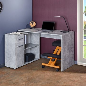 IDIMEX Eckschreibtisch ISOTTA, Eckschreibtisch mit Regal Winkel Schreibtisch Computertisch Bürotisch