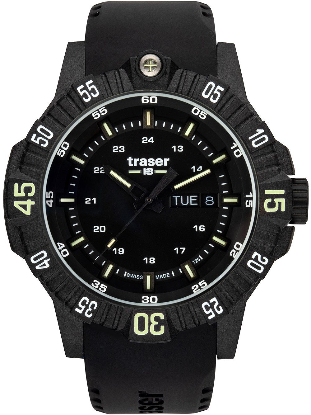 Traser Quarzuhr Traser H3 110723 P99 Q Tactical Black Herrenuhr 46mm 20ATM Traser H3 110723 P99 Q Tactical Black Herrenuhr 46mm 20ATM