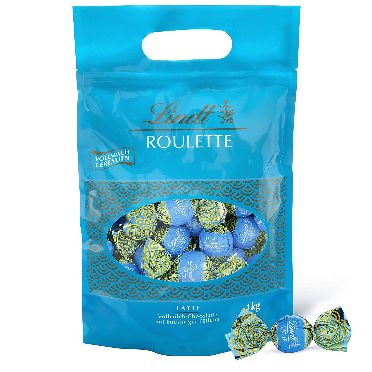 LINDT Schokolade Lindt 1kg Roulette Kugeln Beutel Vollmilch Schokolade Knusper