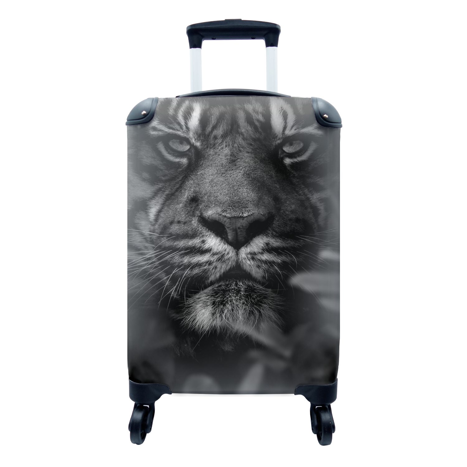 Tiger im Rollen, für rollen, und, Ferien, von Reisekoffer Blättern Reisetasche Handgepäckkoffer - schwarz und Trolley, mit MuchoWow Handgepäck 4 Nahaufnahme einem Dschungel