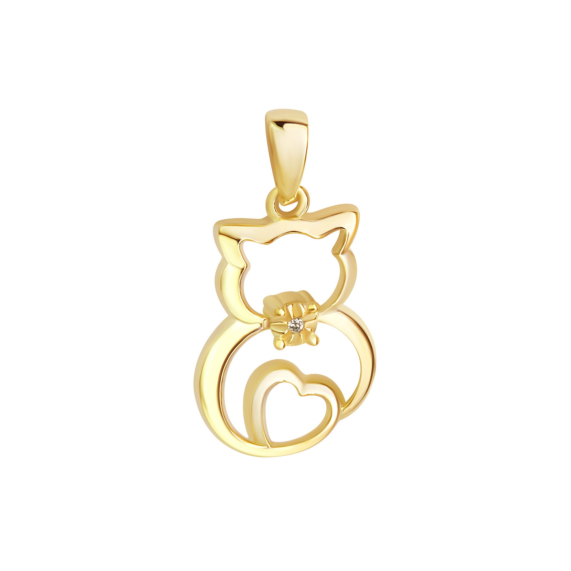 Vivance Kettenanhänger 925/- Sterling Silber vergoldet Katze Zirkonia günstig online kaufen