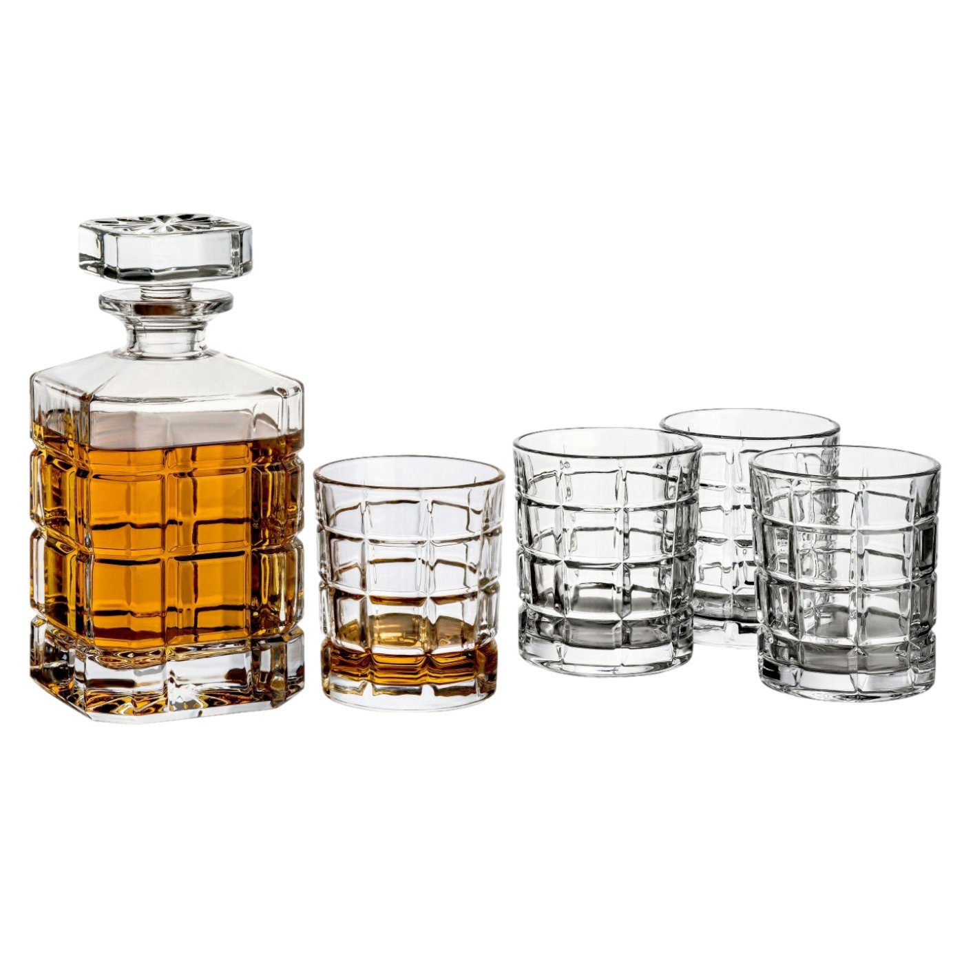 Karaffe Whiskykaraffe mit 4 Gläser - Whisky-Set aus hochwertigem Glas