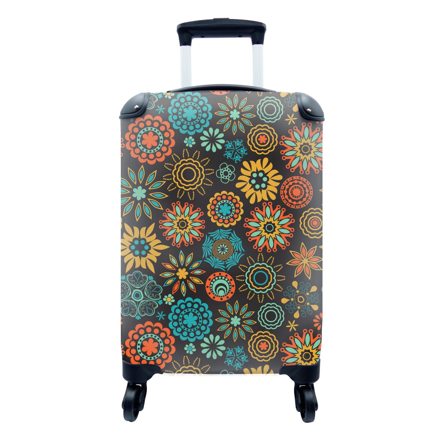 Ferien, Vintage Rollen, Reisetasche Bohème für Trolley, Blume Flora, - MuchoWow Handgepäckkoffer - mit Handgepäck - rollen, 4 Reisekoffer