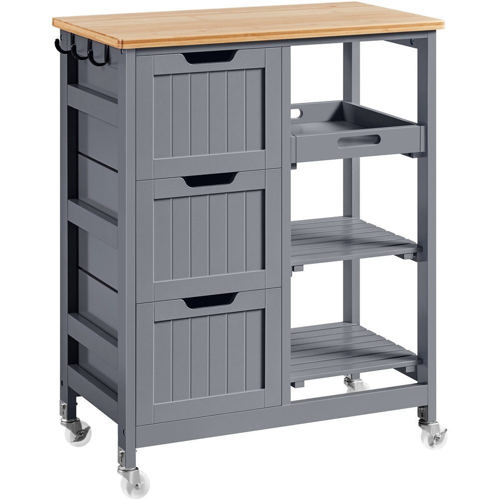 Yaheetech Küchenwagen Servierwagen mit 3 Schubladen & 3 Ablagefächer, Rollw günstig online kaufen