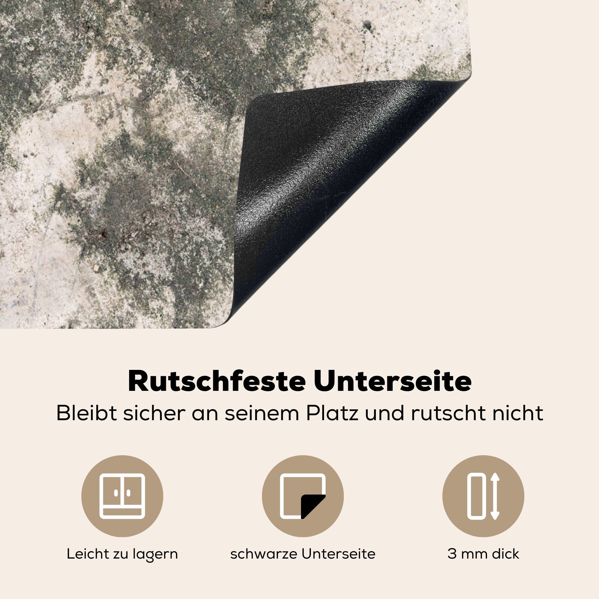 - cm, 57x51 Induktionskochfeld, Ceranfeldabdeckung - Rost MuchoWow Herdblende-/Abdeckplatte Vinyl, tlg), Vintage Induktionsschutz, (1 Beton Industriell, -