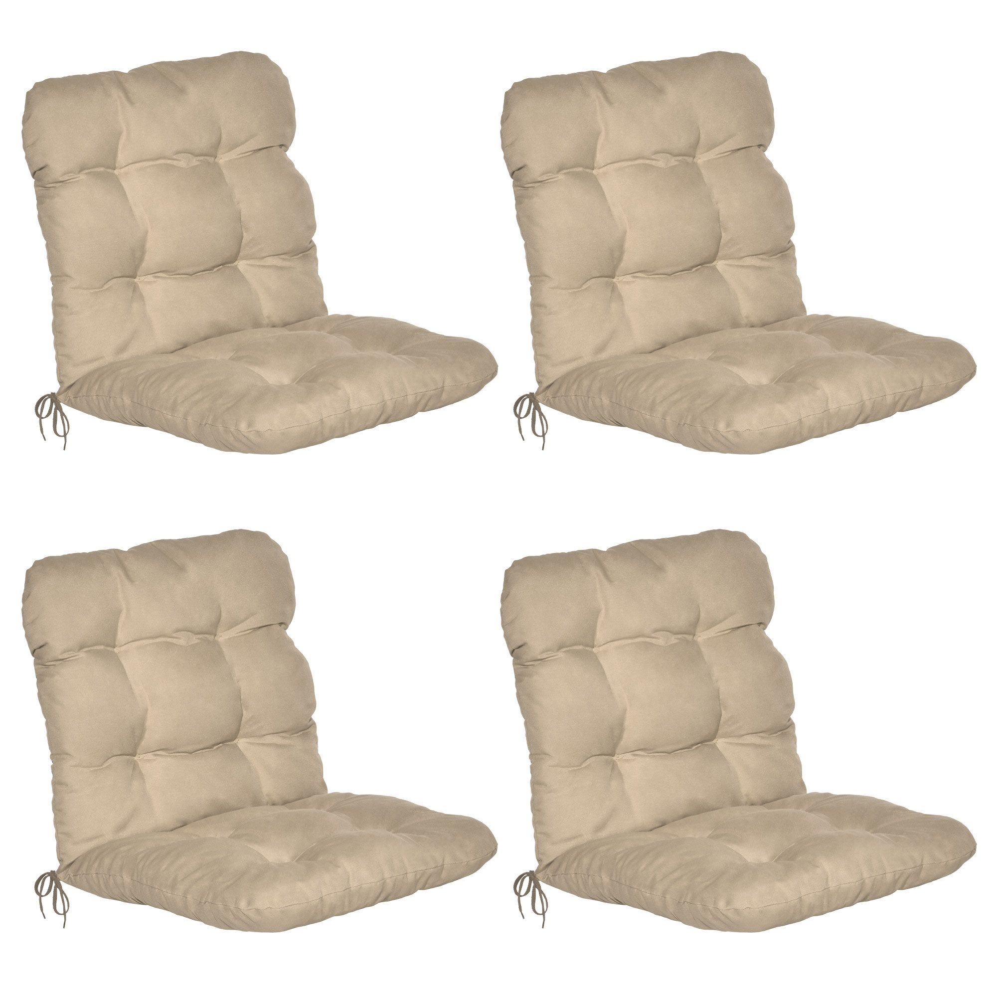 Beautissu Sitzauflage Flair NL Niedriglehner Auflage, 100x50x8cm, Natur, 4er Set, Outdoor, UV-beständig, mit Bändern, UV Lichtechtheit von 5, stilvolle Heftungen