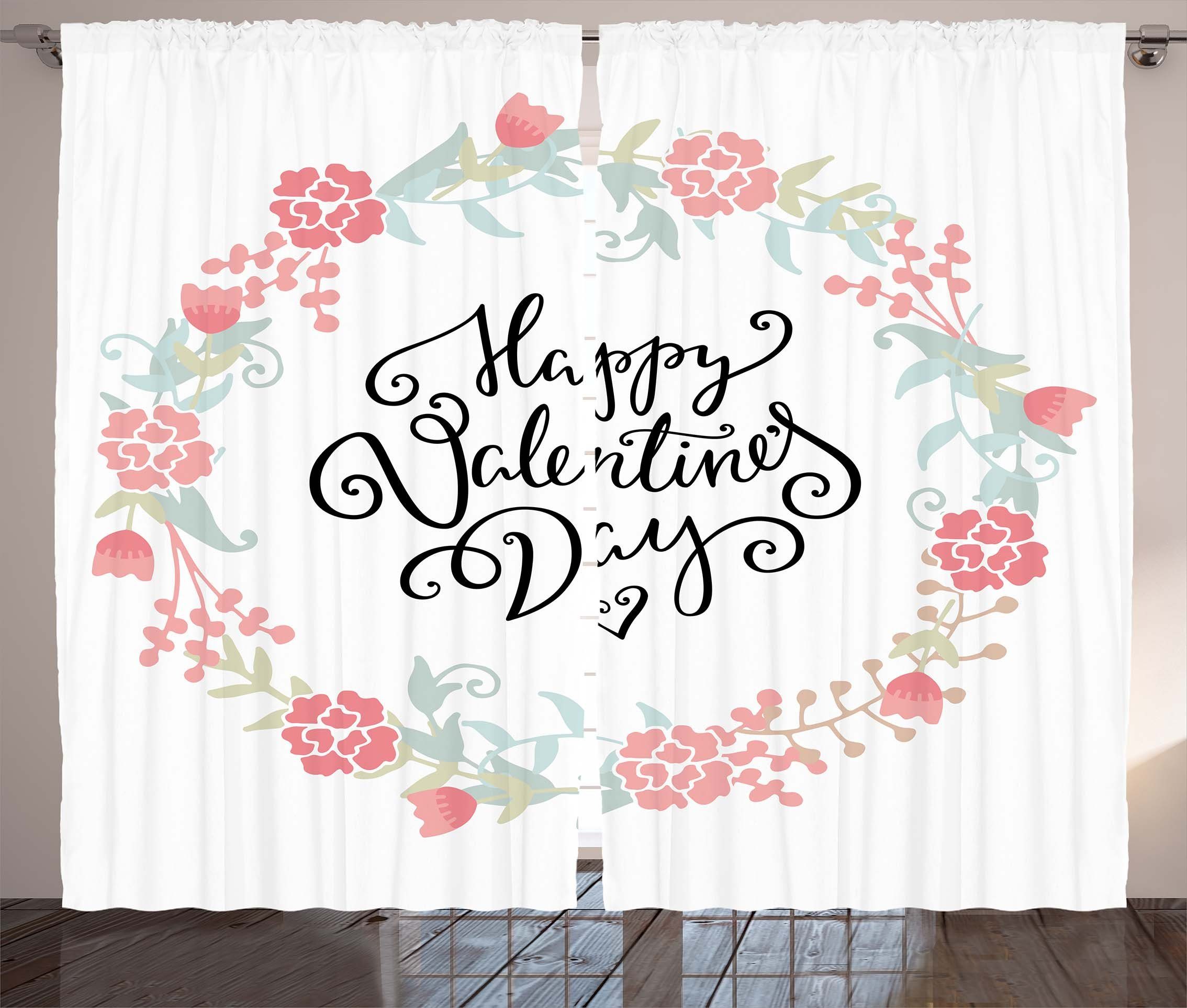 Knospen Roses Schlaufen Abakuhaus, mit und Tulip Schlafzimmer Vorhang Valentinstag Haken, Gardine Kräuselband