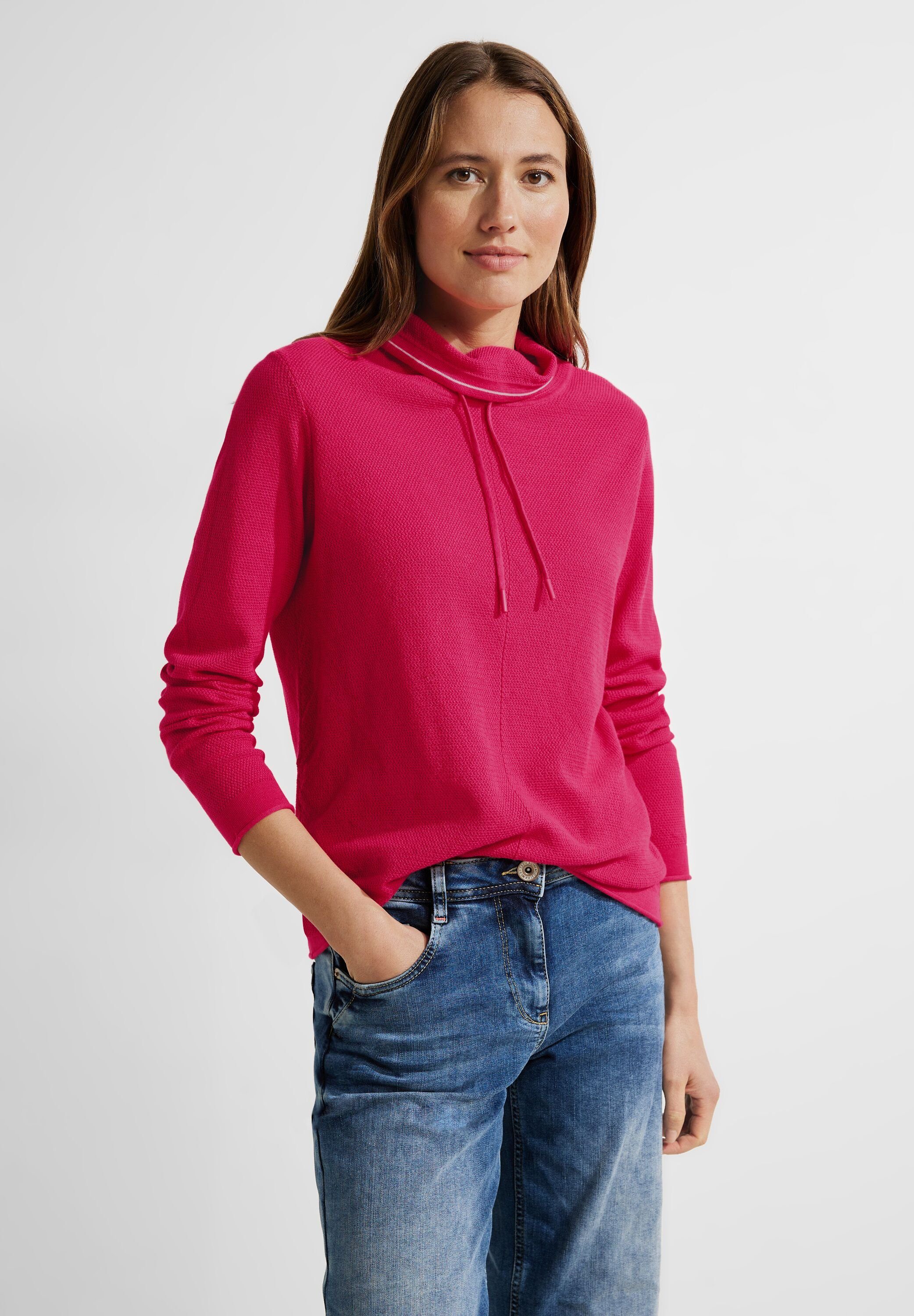 Cecil Stehkragenpullover mit Strick-Struktur cosy coral