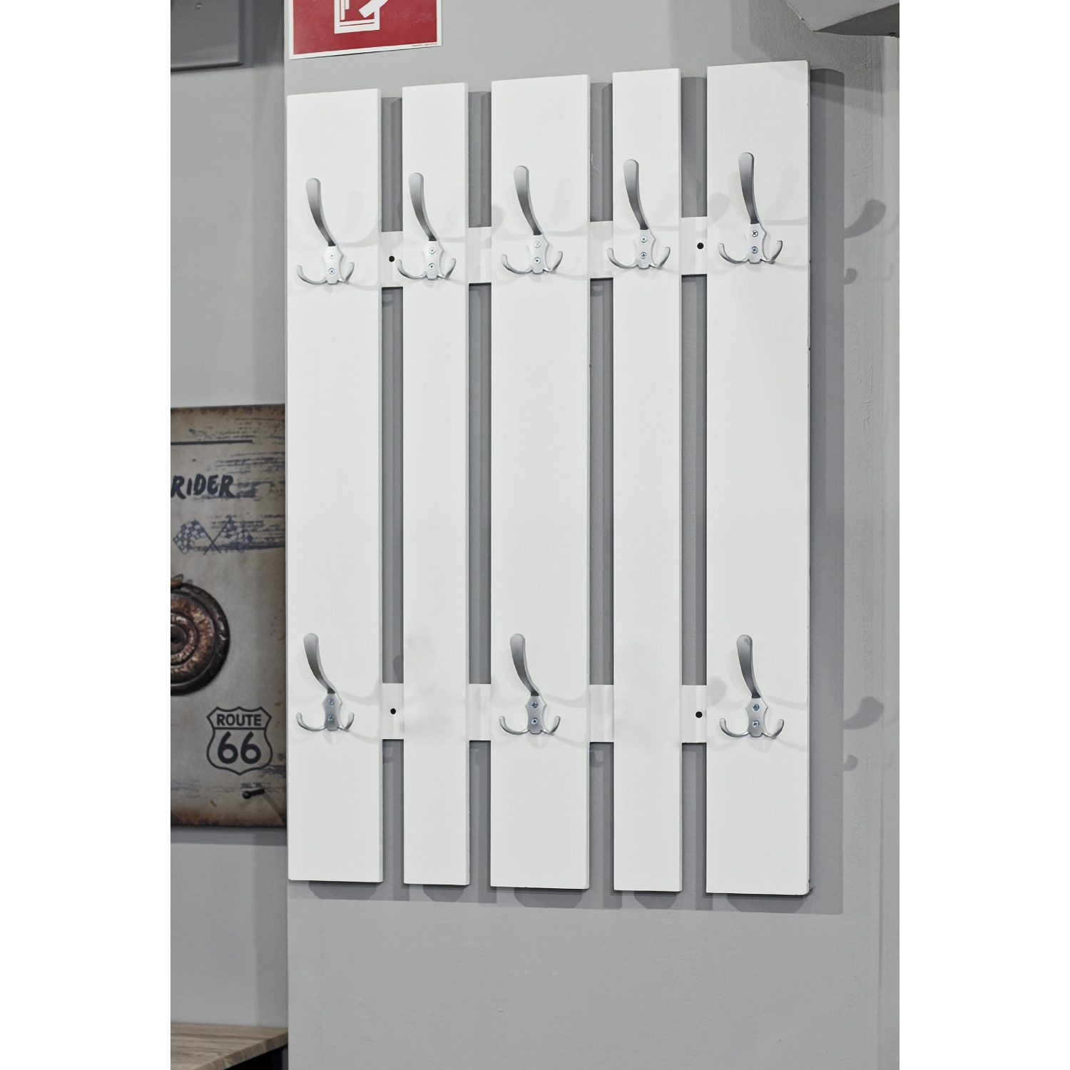 HAKU Wandgarderobe HAKU Möbel Wandgarderobe - weiß-edelstahloptik - H. 100cm x B. 65cm (1 Stück)