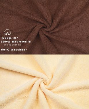 Betz Handtuch Set 10 TLG. Handtücher Set GOLD Qualität 600 g/m² Farbe beige & nussbraun, 100% Baumwolle