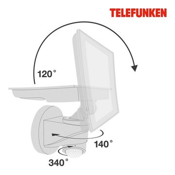 Telefunken LED Außen-Wandleuchte 304405TF, 333, LED fest verbaut, Neutralweiß, Außenleuchte IP44 Bewegungssensor 2000lm 4000K 20W