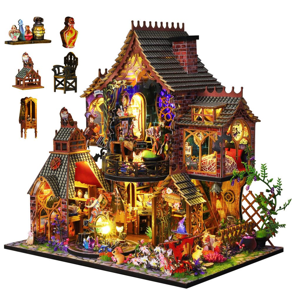 i@home 3D-Puzzle Zauberwald-DIY-Bücherregal-Set, Puzzleteile, Integrierte LED,Deko & Geschenk,geeignet für Jugendliche ab 14 Jahren