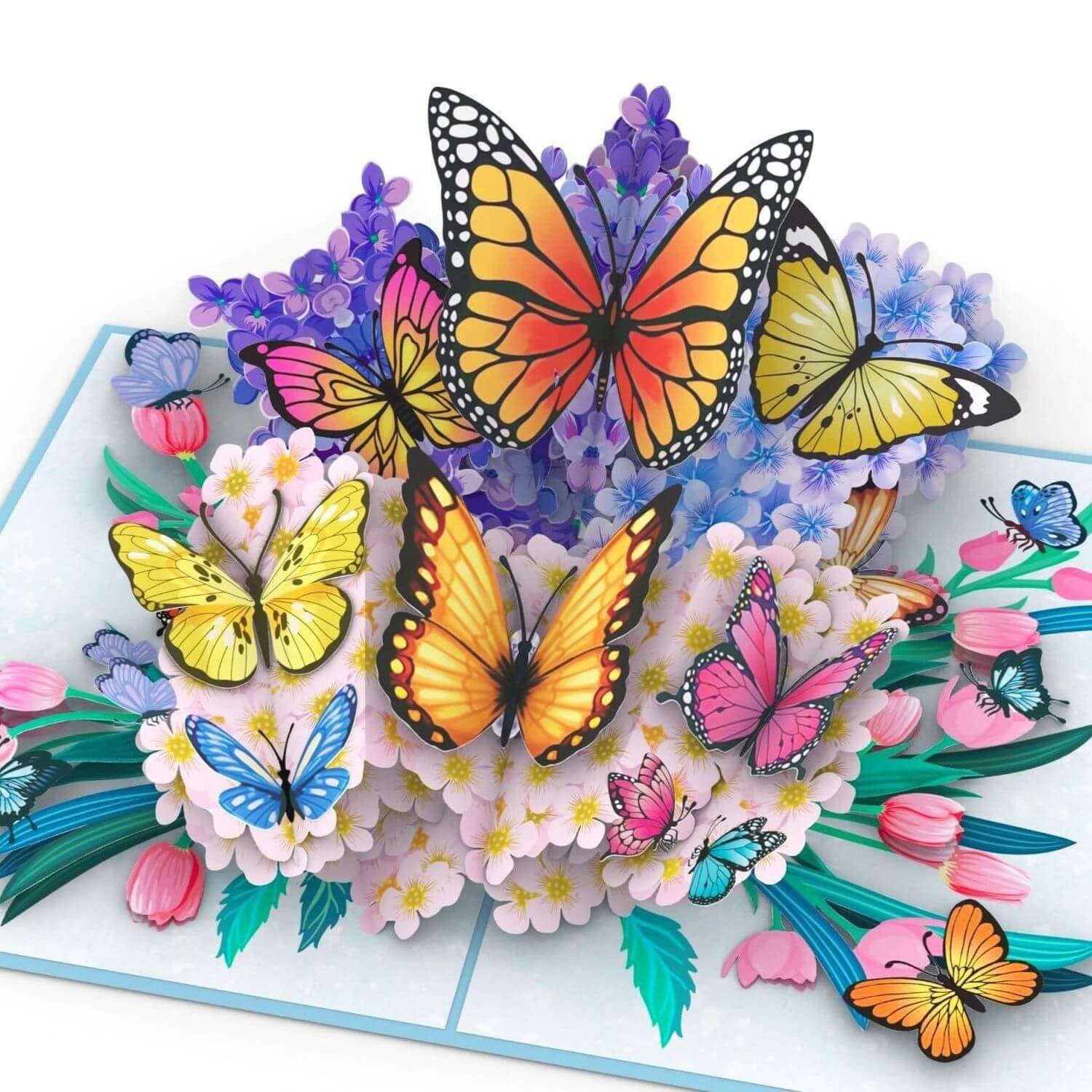 papercrush Geburtstagskarte Bunte Schmetterlinge auf Blumen Pop-Up Karte