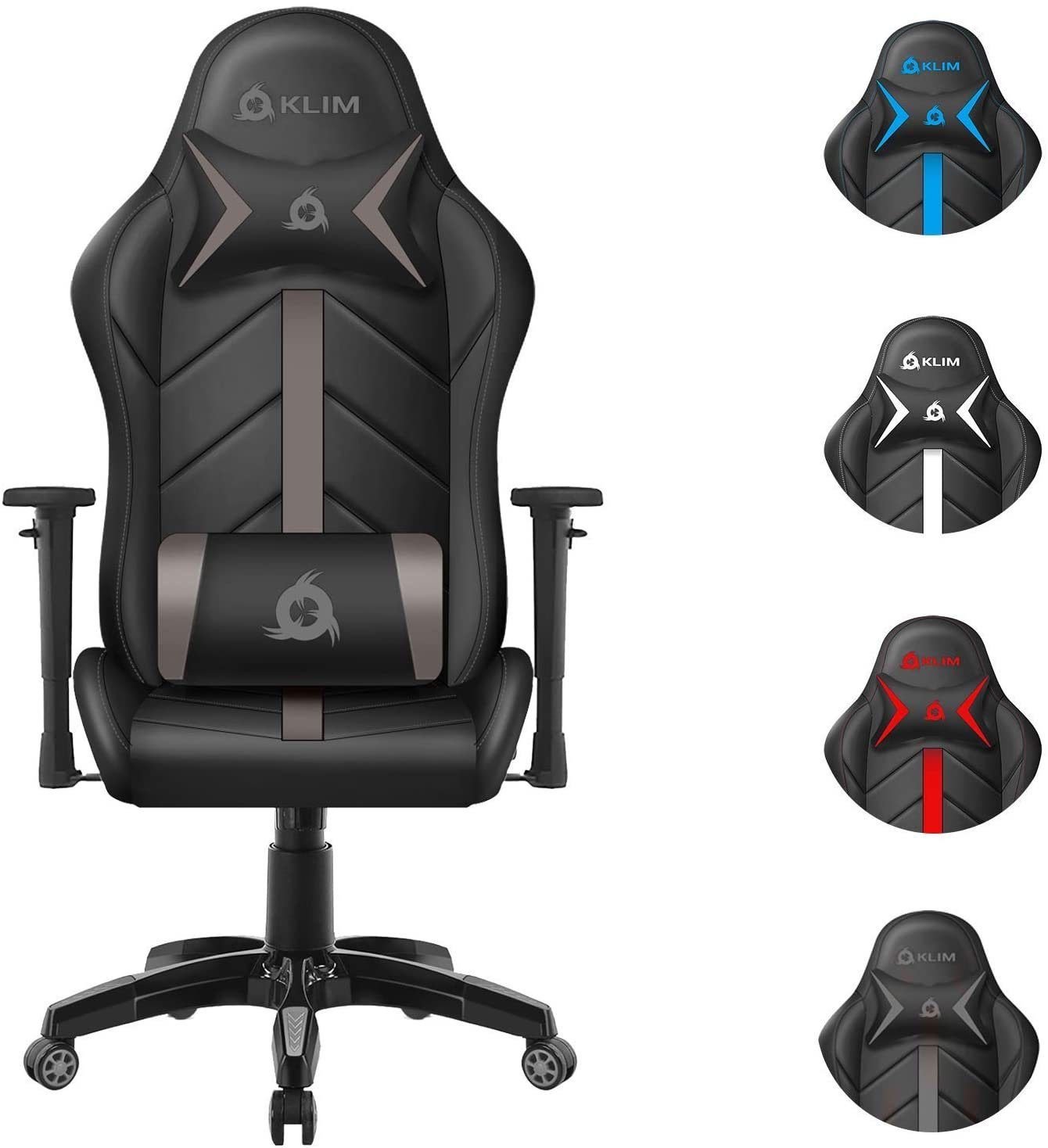 KLIM Gaming-Stuhl 1st Gaming Stuhl, Ergonomischer Sitzmöglichkeit, Hochwertige Qualität, Stylischer Stuhl fürs Gaming Grau