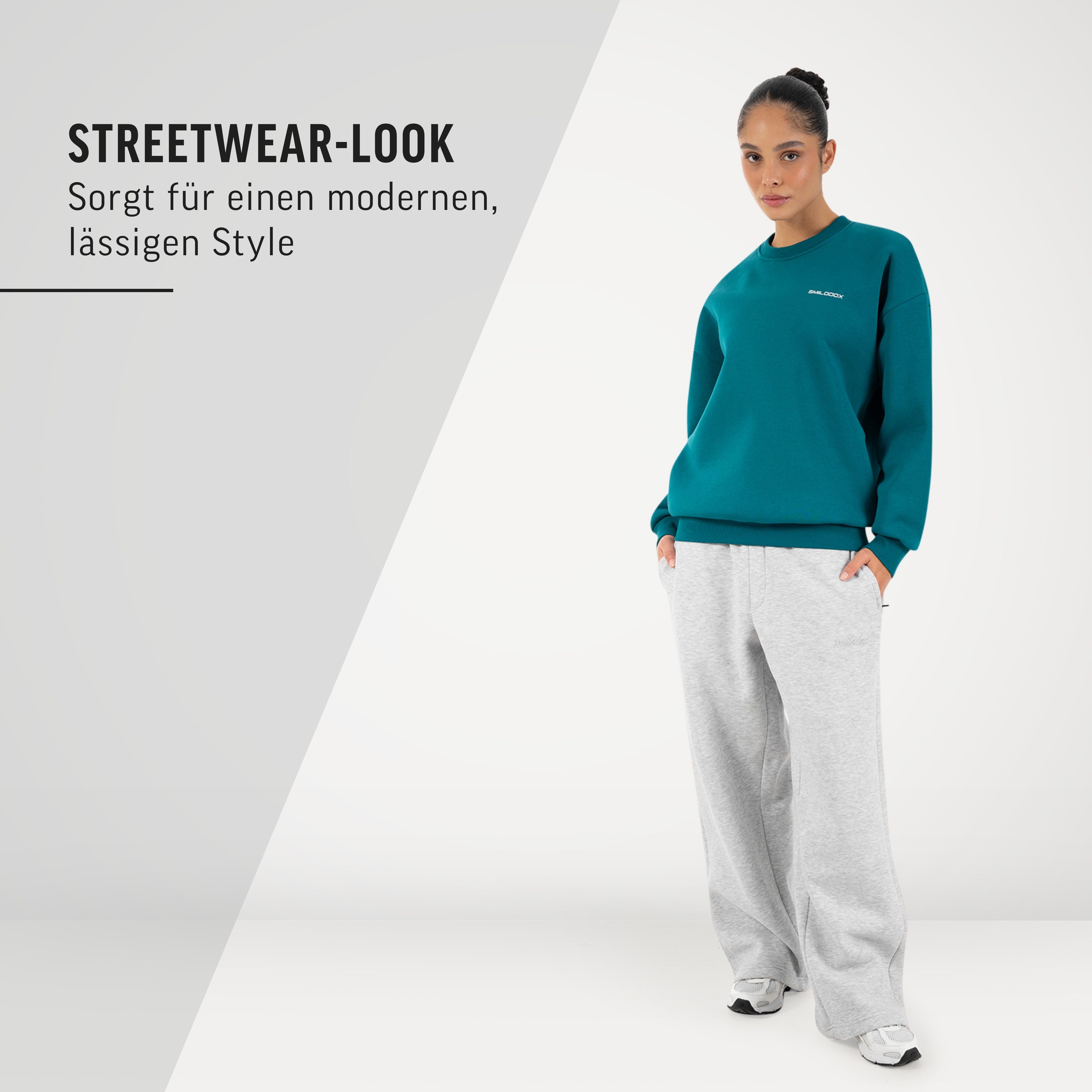 Smilodox Sweatshirt Tane Herren & Damen Unisex Oversize Pullover mit Backprint & Logo weiches Material, Frontlogo, Rundhals, Oversize, Streetwear