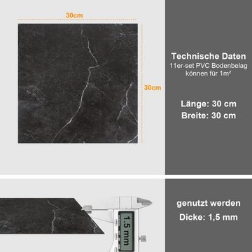 Bettizia Vinylboden Vinylboden,PVC Bodenbelag,Selbstklebende Fliesen,ca.2m²/22 Fliesen, Fußbodenheizung geeignet,schallhemmend