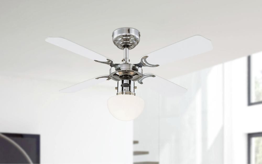Westinghouse Deckenventilator Deckenventilator Portland Ambiance Chrom mit Licht, Mit Zugschnur