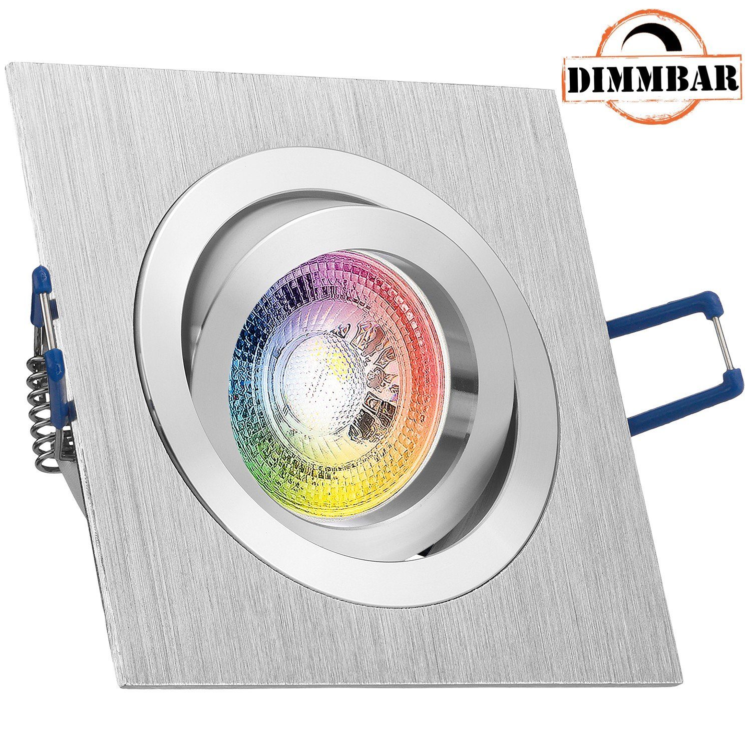 LEDANDO LED Einbaustrahler RGB LED Einbaustrahler Set GU10 in aluminium gebürstet mit 3W LED von | Strahler