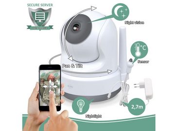 Elro Video-Babyphone, Nachtlichtfunktion & 3 Schlaflieder, Baby Cam mit Kameras für 2 Kinder - Monitor und Handy App
