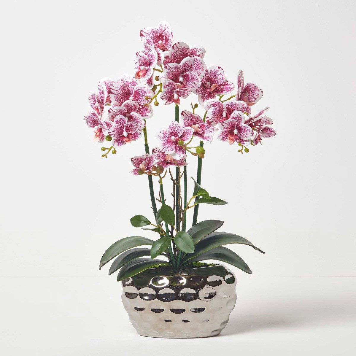 Ohmywor Künstliche Orchideen Rosa 50 Cm | 2 Stiele Im Topf | Deko Für Zuhause, Tisch Oder Party | Pflegeleicht & Geruchlos