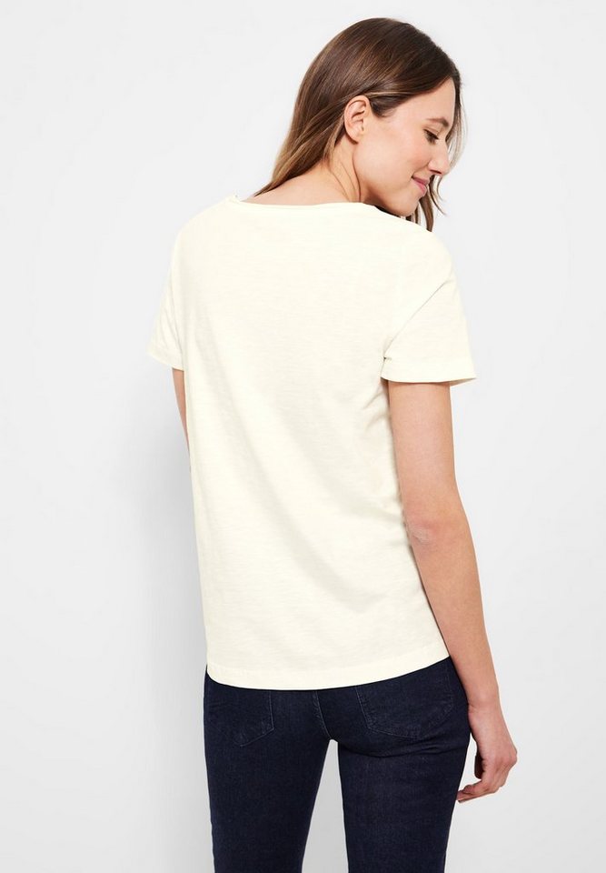 Cecil T-Shirt Cecil Fotoprint T-Shirt in Vanilla White (1-tlg) Nicht  Vorhanden, Maße bei Größe M ca.: Länge 68 cm, Brust 109 cm, Saumweite 108 cm