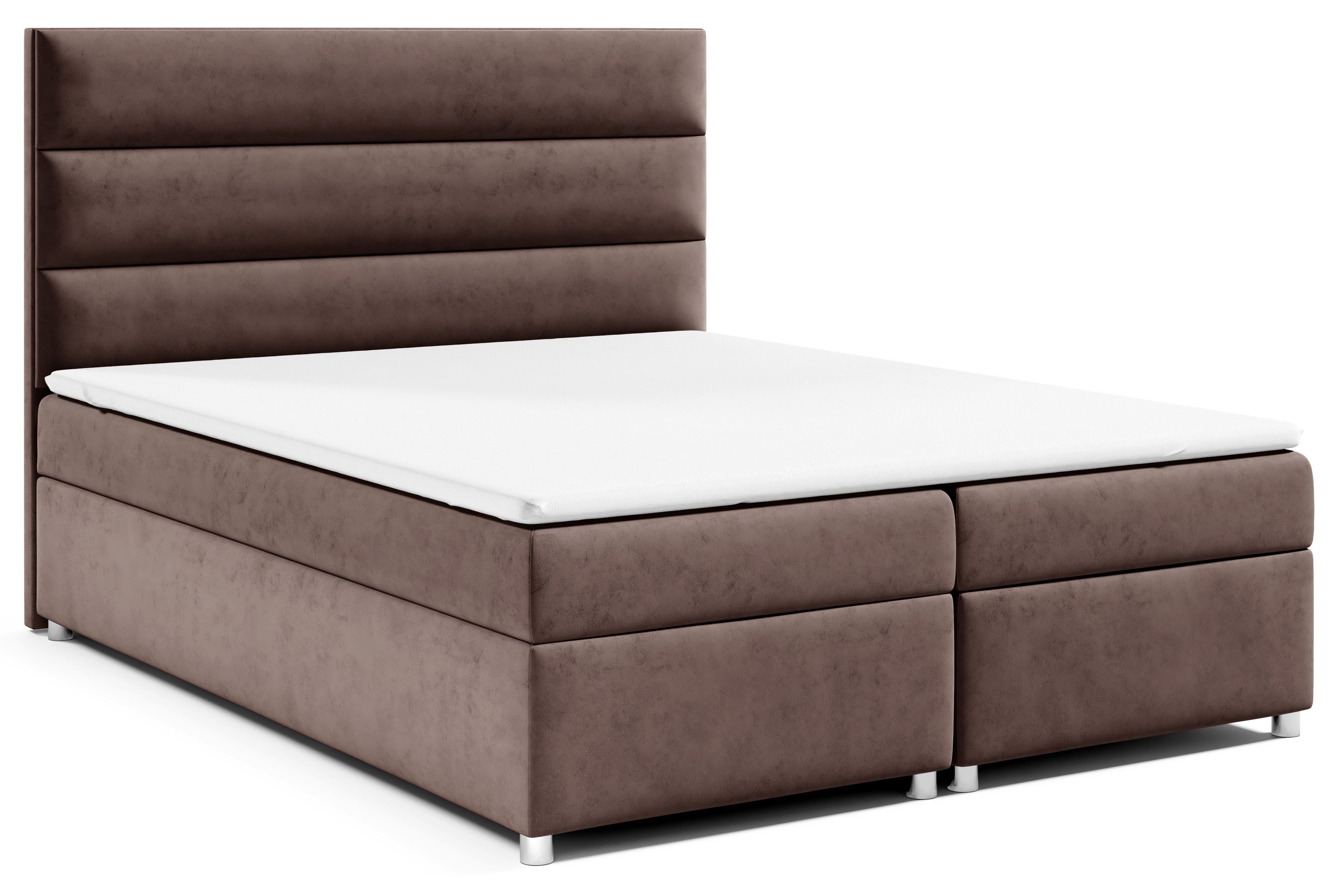 Best for Home Boxspringbett Trinity K1, mit Bettkasten und Topper Braun