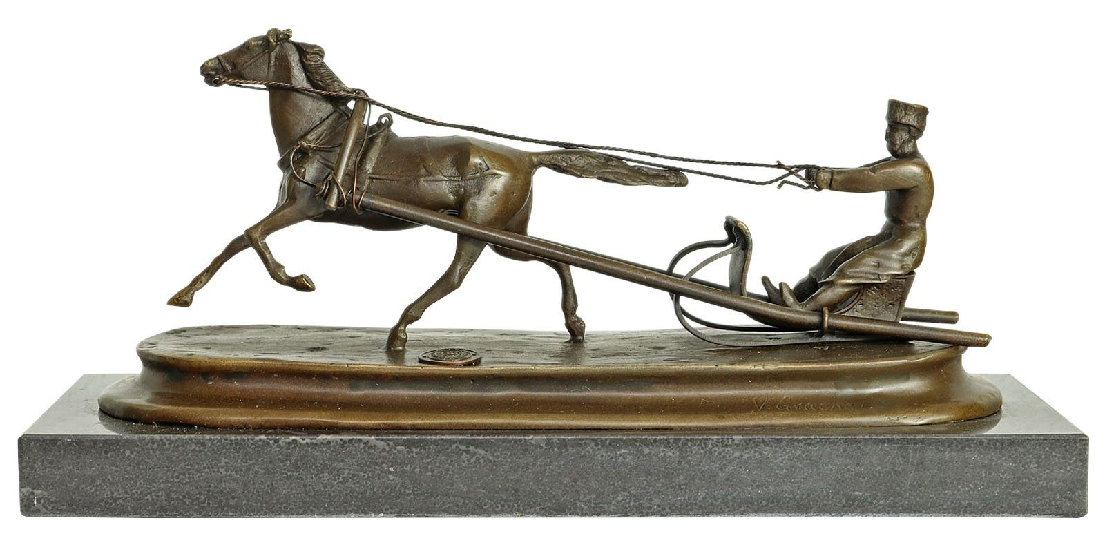Bronzeskulptur Figur Pferd Aubaho nach Bronze Skulptur Antik-Stil Grachev 25 Schlitten