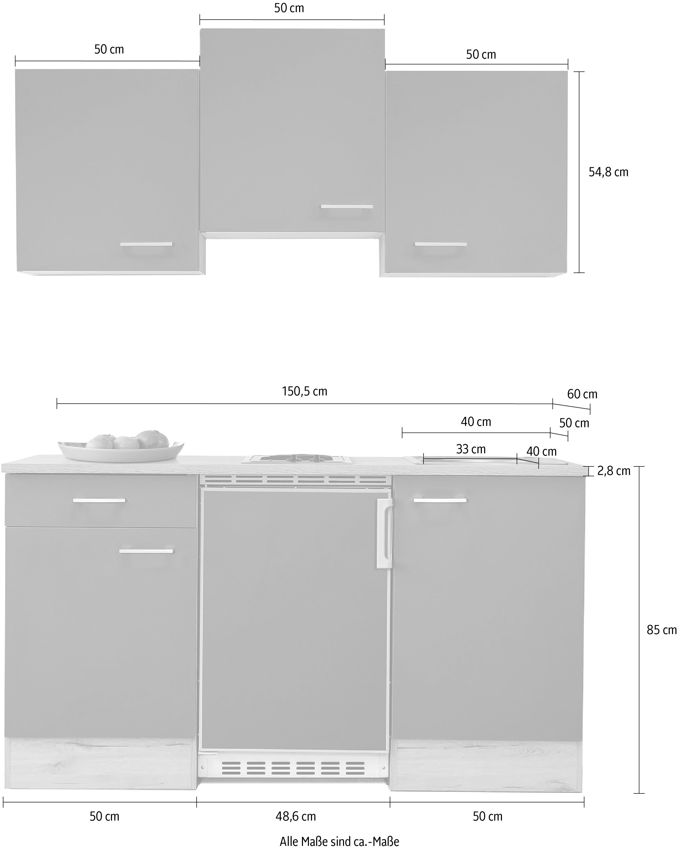 Flex-Well Pantryküche Morena, mit E-Geräten, Breite 150,5 cm