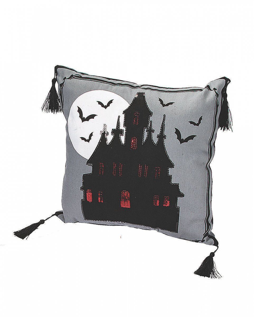 Tagesdecke Halloween Zierkissen mit Haunted House, Horror-Shop