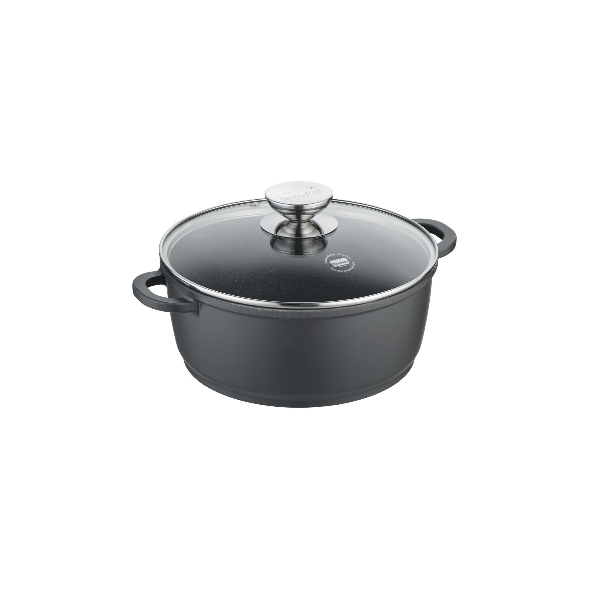 Berndes Kochtopf mit Glasdeckel 16, 20 oder 24 cm, Aluguss, schwarz - Vario Click, Aluminium-Vakuumdruckguss