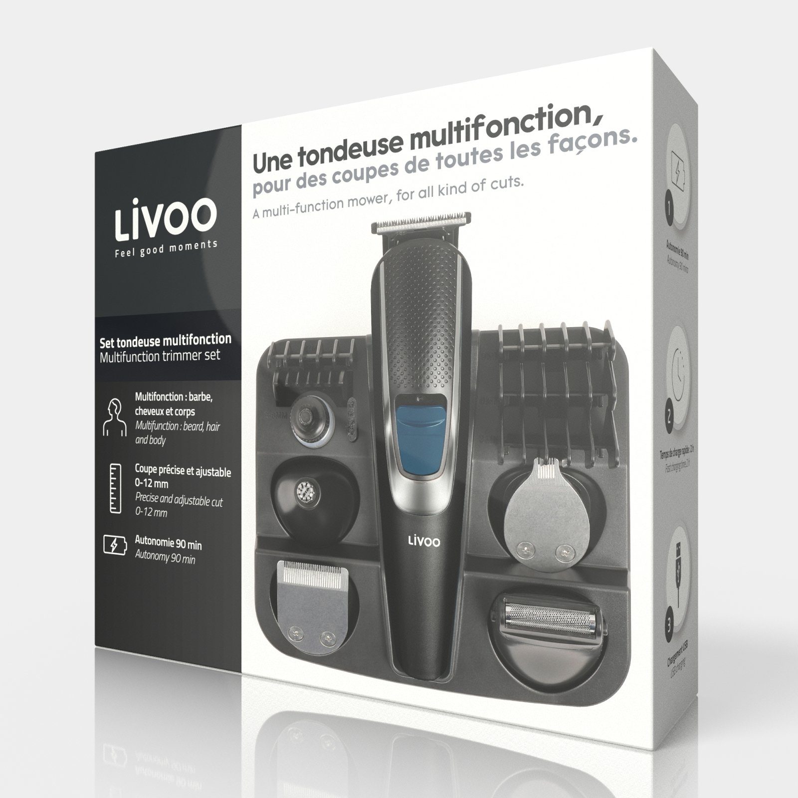 Rasierer LIVOO Multifunktions-Haarschneidegerät LIVOO Bartschneider Elektrorasierer Akku