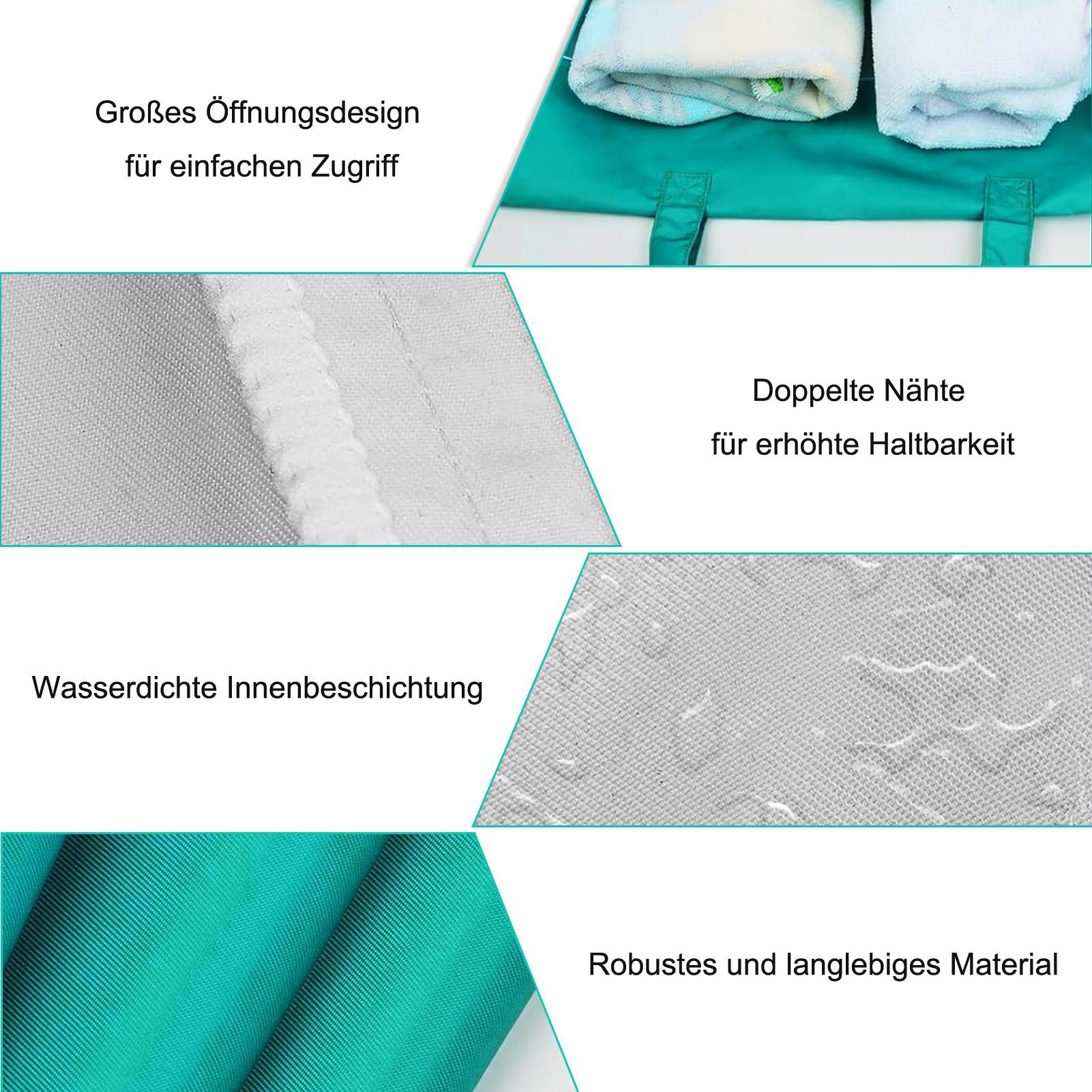 Agger Wäschesack 4er Set Reise-Wäschebeutel – Leichte Nassbeutel für Kleidung, 38×48cm (4 St), faltbare Wäschesäcke für Reisen, Camping, Schwimmen & Urlaub – Bild 5 von 5