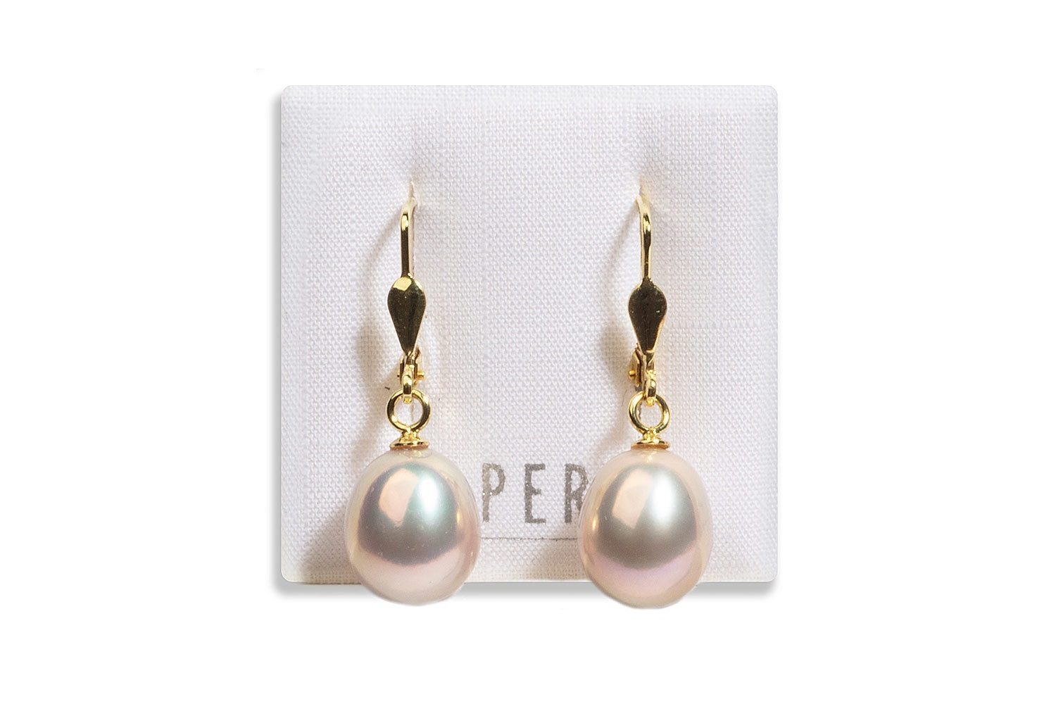 DI PERLE Paar Ohrhänger Damen Perlenschmuck 925 Silber Süsswasser Perlen Ohrhänger, Damen Perlenschmuck