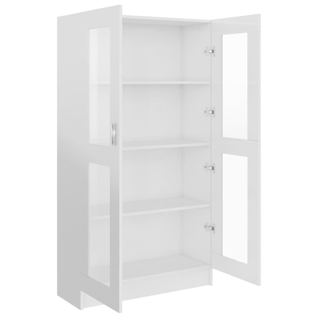 furnicato Hochglanz-Weiß Holzwerkstoff cm 82,5x30,5x150 Vitrinenschrank Bücherregal