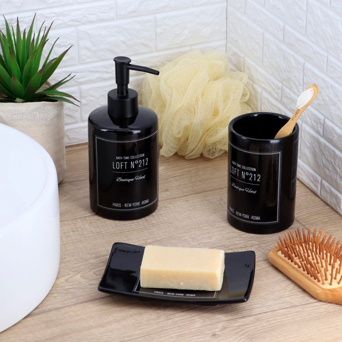 LikeKa Badaccessoire-Set 3 teilig Zahnputzbecher Seifenspender günstig online kaufen