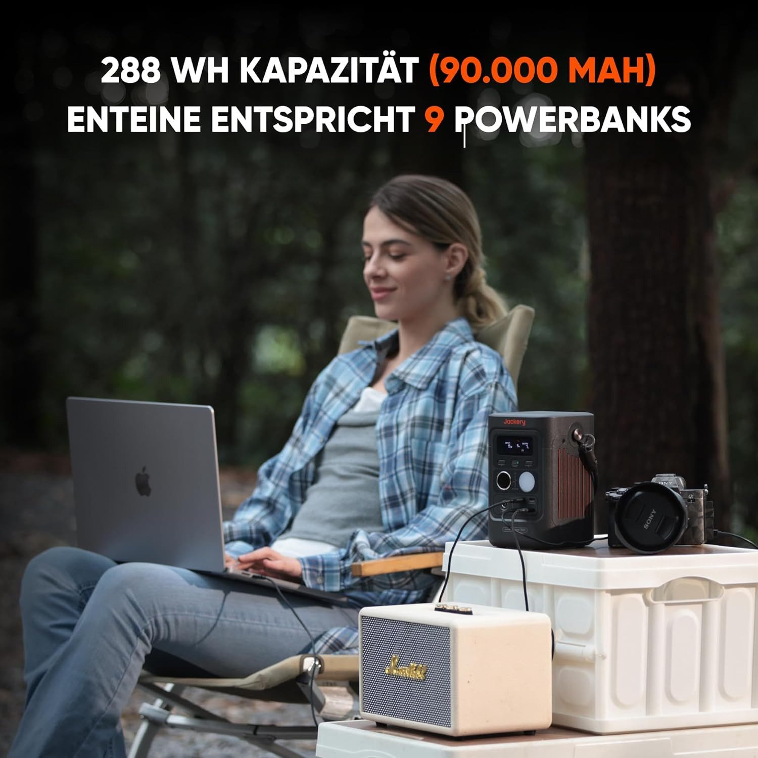 Jackery Explorer 300D Portable Power Station, 288Wh LFP Battery, 300W DC Power, 2x USB-C up to 140W, Power Bank for Camping, Travel & RVs, 15000 mAh (12V), with 102W GaN Fast Charger