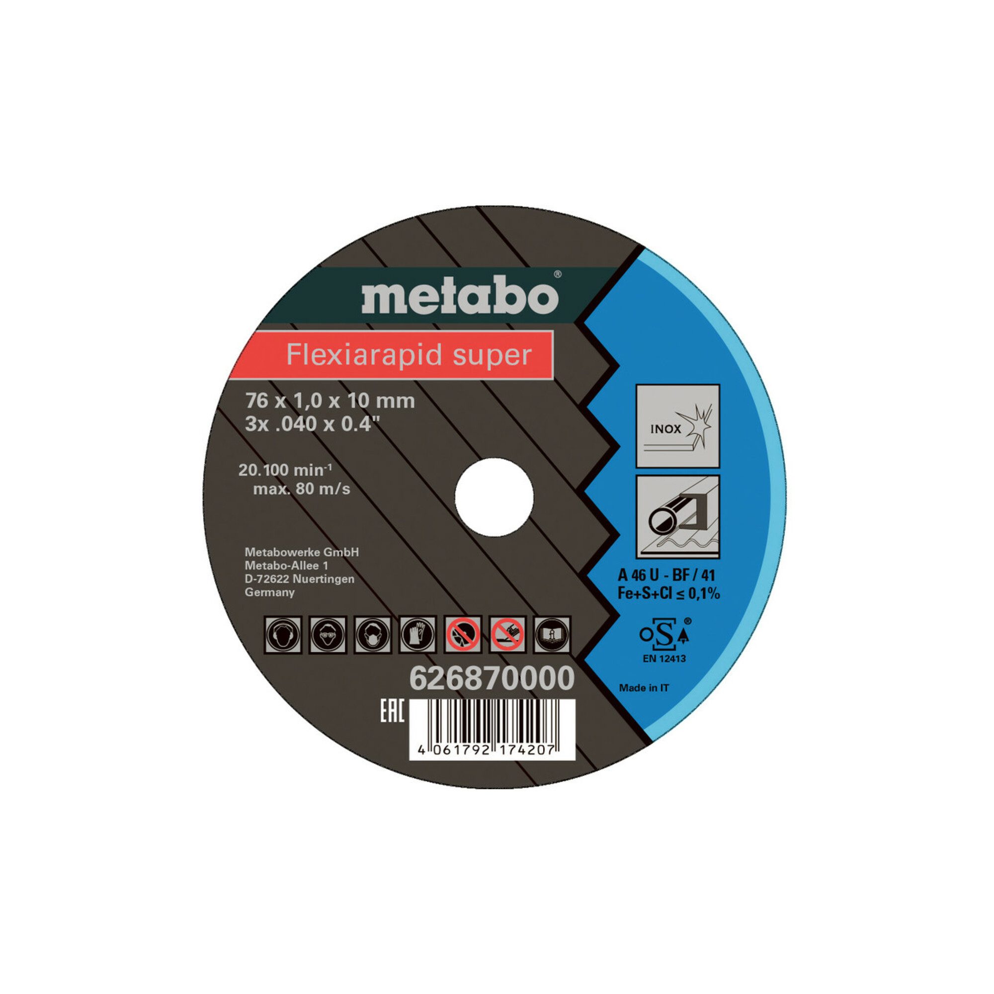 metabo Trennscheibe Metabo 5 Flexiarapid Super 76x1,0x10,0 mm Inox, TF 41 5 Stk