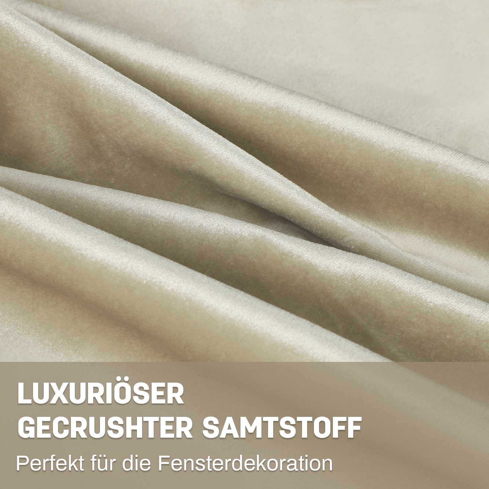 Panels Champagner Qelus, Fenster Solide, Vorhang (2 Verdunkelungsvorhang für 2 St), Geräuschreduzierung Samt