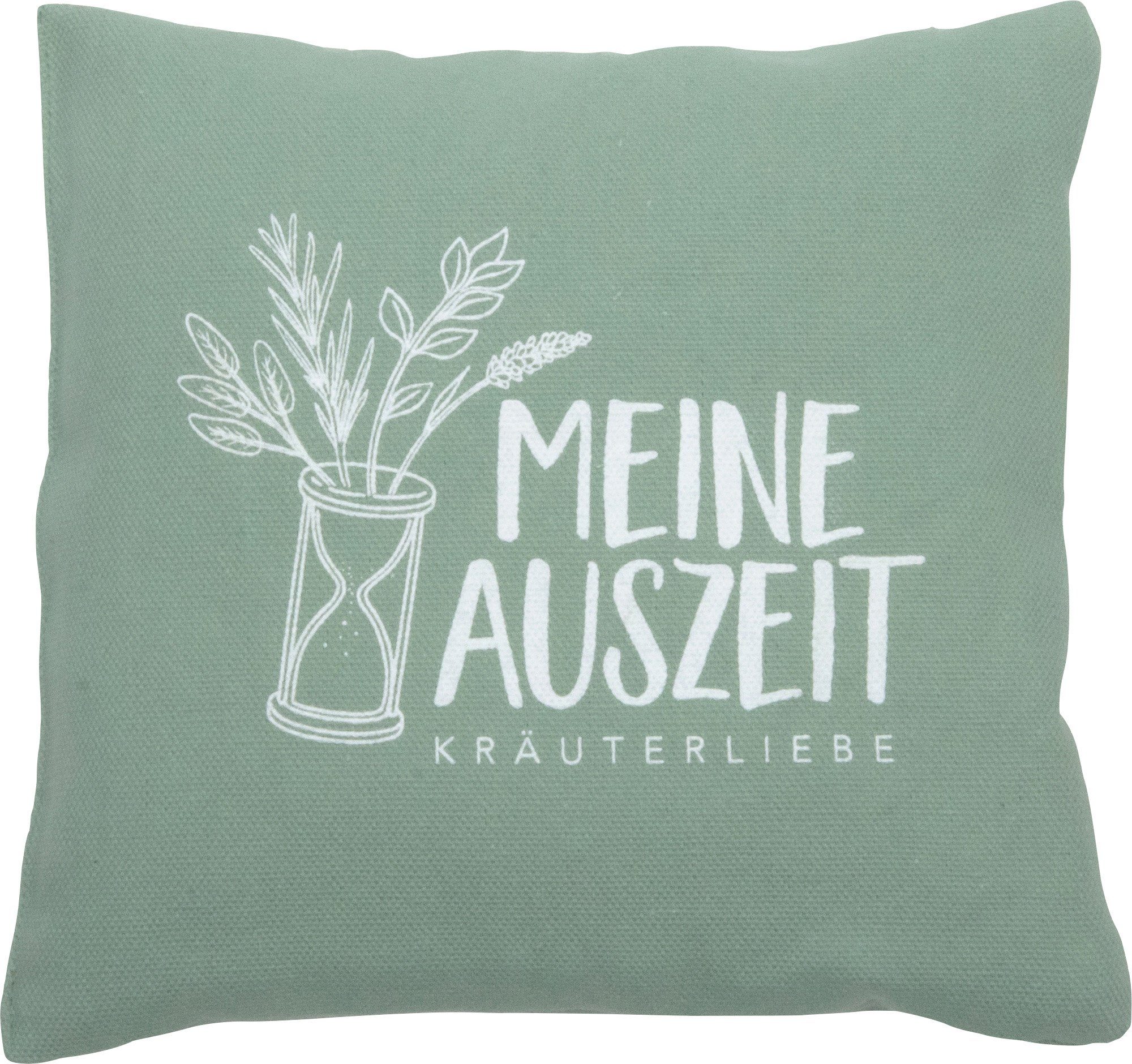 herbalind Stützkissen Kräuterkissen "Auszeit", Schurwolle, Dinkelspelz & Kräuter Motiv