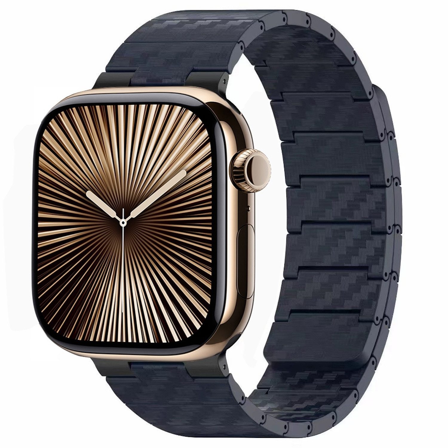 Wigento Smartwatch-Armband Für Apple Watch Series 11 10 42mm / 9 8 7 41 / 6 SE 40mm Armband Blau, Carbonfaser-Armband mit magnetischem Verschluss