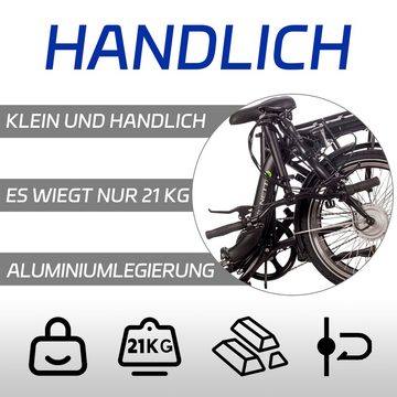 Vankel E-Bike Compact Plus S, 3 Gang, Nabenschaltung, 250W Frontmotor, Klapprad, 3 Gang, Nabenschaltung, Frontmotor, 374 Wh Akku